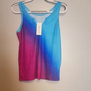 Blue and Pink Women's Tank Top